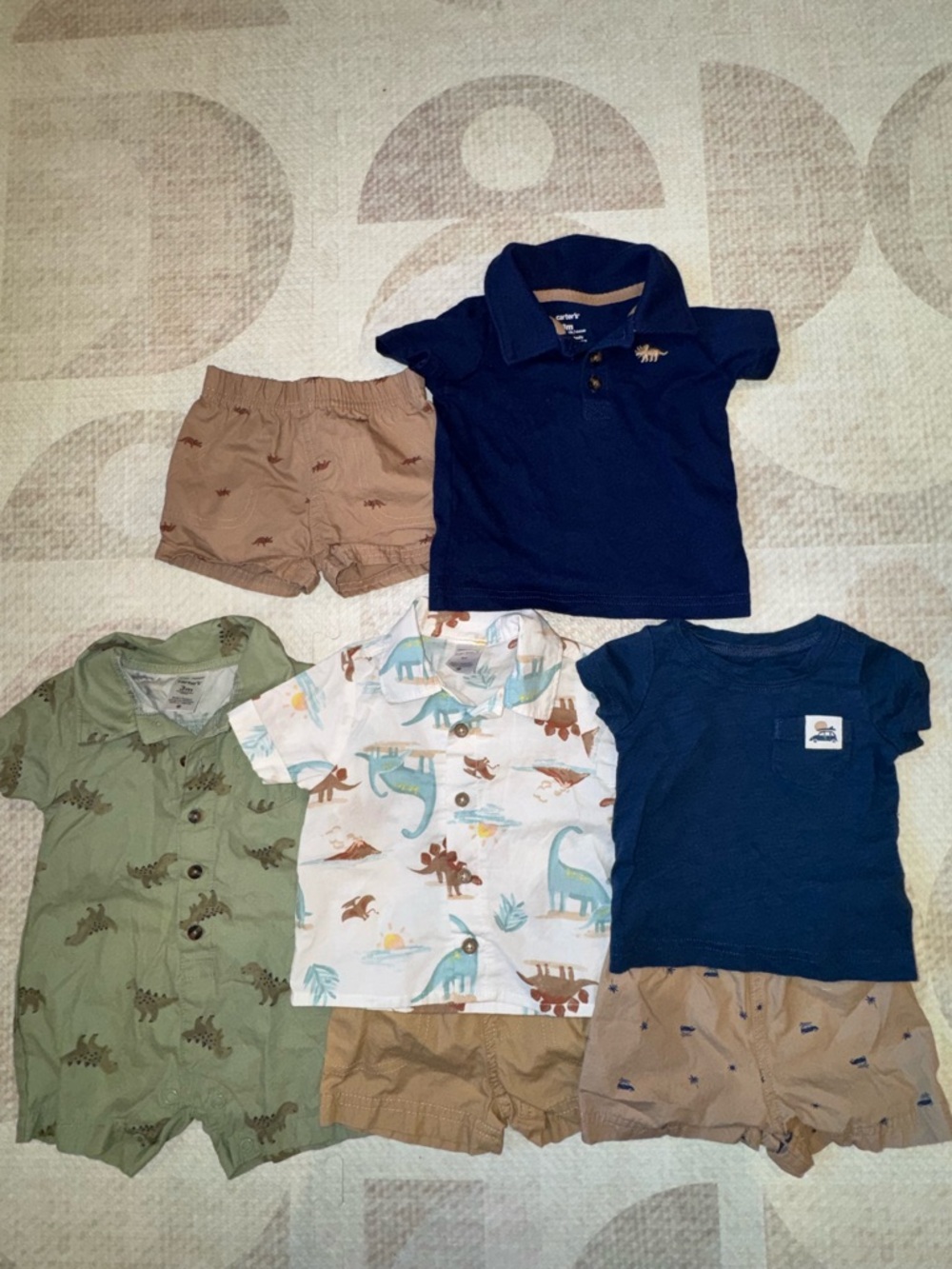 Carter's Dino Mix Polo & Tee Set in Navy, Green, White, Tan